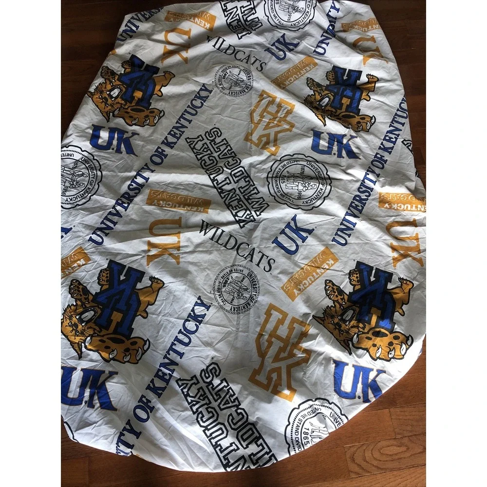 Vtg University Of Kentucky Wildcats Full Fitted Sheet 50/50 Cotton Polyester USA